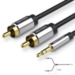 Vention Câble RCA HiFi Stéréo 2RCA vers Câble audio 3,5 mm 1 m Prise AUX 3,5 Y Répartiteur pour amplificateurs Audio Home Cinéma Câble RCA, Noir bcfb- 1 m