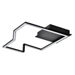 Modern Designer Thin Profile Strip LED Ceiling Lighting Fitting in Matt Black