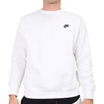 Nike Mens' Nike Sportswear Club Crew Long Sleeved T-Shirt, White/Black,Large