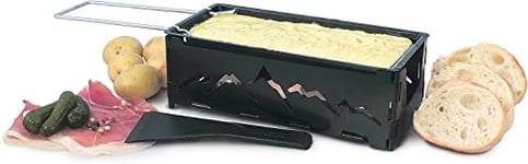Swissmar KF-00536 Nordic Raclette Fromage à raclette avec spatule, acier, noir, 18 cm x 8 cm x 6 cm, portable, chauffe-plat, support pliable, antiadhésif, passe au lave-vaisselle, coffret cadeau