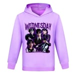 Barn Höst Vinter Onsdag The Addams Family Hoodie Sweatshirt purple 130cm