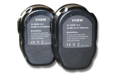 vhbw 2x Batteries remplacement pour Dewalt W9091 pour outil électrique (3000 mAh, NiMH, 14,4 V)