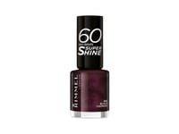 Rimmel 60 Seconds Super Shine, Violett, Black Cherries, Färgande, 1 Styck, Ogenomskinlig, Borsta