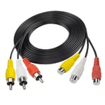 3Rca Av Rallonge, 3 Rca Mâle À 3 Rca Femelle Audio Vidéo Composite Rallonge Pour Dvd Cd Tv (5M)