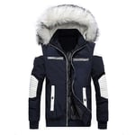 Doudoune Homme Uni Manteau Hommes Slim Veste Pour Fausse Fourrure Parka À Capuche Blouson Vêtements Masculin