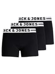 Jack & Jones Men's Jas Boxer Shorts, Black, S (Pack of 3)