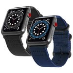 Miimall [2 Piéces] Bracelet de Montre Compatible avec Apple Watch Série 9/8/7/SE2/SE/6/5/4/3/2/1/Ultra2/Ultra 49mm 45mm 44mm 42mm, Sportif Bracelet en Nylon pour iWatch 49/45/44/42mm -Noir+Bleu