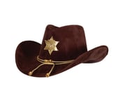 Deluxe Dark Brown Cowboy Cowgirl Sheriff Faux Suede Stetson Fancy Dress Hat