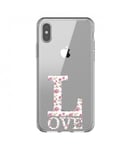 Coque Iphone XR Love fleur rose shabby liberty transparente