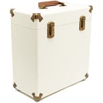 Valise de Rangement et Transport GPO pour Vinyles 33 Tours de style rétro (pouvant contenir 30 albums) - Crème et Marron