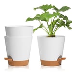 T4U 3 Pcs Pots de Fleurs en Plastique Blanc 16.5cm Auto Arrosant, Pot Plante Intérieur de Système d'arrosage Convient aux Orchidee, Basilic et Herbes Pot de Fleur