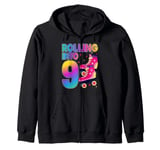 Rolling Into 9 years Let's Roll I'm Turning 9 Roller Skate Zip Hoodie