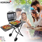 Korona 46222 Barbecue Électrique sur Roulettes, Grill Large avec Thermomètre, Facile à Nettoyer, 2400W