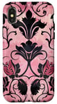 Coque pour iPhone X/XS Rose Art Déco Floral Dentelle Noir Motif Vintage