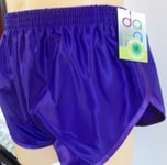 Retro Nylon Satin Sprinter Shorts S To 4xl, Plain Purple