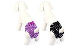 Camon Protecteur d'incontinence pour chien, Noir à Pois Blancs, Taille 34 cm, 1 pièce, pour femelles chats en chaleurs