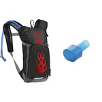 CAMELBAK Mini Mule Sacs D'Hydratation Mixte Enfant, Black/Flames, 3 & Big Bite Embout Pipette Bleu