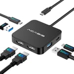 Station d¿Accueil USB C Double Moniteur, Dock USB C 6 en 1 vers Double 4K HDMI, 100W PD, 2 USB 3.0, 1 USB C 3.0, pour MacBook, Steam Deck, Dell/HP/Lenovo/Surface/Switch