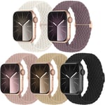 5-pack flätad solo-loop kompatibel med Apple Watch-band 40mm 38mm 41mm för kvinnor och män, justerbart nylon stretchigt elastiskt sportarmband B 38/40/41mm