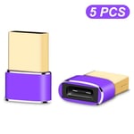 5 Pièces Usb À Type C Otg Adaptateur Usb Usb-C Mâle À Micro Usb Type-C Femelle Convertisseur Pour Macbook Samsung S20 Usb C Otg Connecteur - Type 5pcs Purple #A