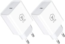 Alimentation Usb¿C 20 W 2 Pack Chargeur Pd Chargeur Power Delivery 3.0 Quick Charge Charge Pour Iphone 13 12 11 Pro Se Xs Xr 8 Samsung Galaxy S21 Ultra S20 S9 (Pack De 2)