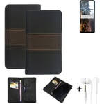 Wallet Case + headphones for Samsung Galaxy M32 5G Protective Cover Brown