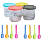 4PCS Replacement Ice Cream Pints and Lids+Spoon for Ninja NC301 NC300 NC299V5