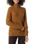 Amazon Essentials Pull Col Roulé En Maille Torsadée Style Irlandais (Grandes Tailles Disponibles) Femme, Brun Châtaigne Foncé Chiné, 5XL Grande taille