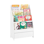 SoBuy Étagère à Livres pour Enfant, Bibliothèque Enfant, Étagère de Rangement pour Chambre d'enfant, Meuble Rangement pour Jouets et Livres, 4 Étagères et 1 Tiroir, 60 x 30 x 93 cm, Blanc, KMB112-W