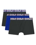 DIM Boxer Garçon EcoDIM Coton Stretch x3, Bleu/Noir/Noir, 12 ans