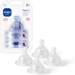 MAM Teats Size 1, Suitable for Newborns, Slow Flow SkinSoft Silicone Teats for Baby Bottles, Fits All MAM Bottles, Baby Feeding Essentials, Pack of 4