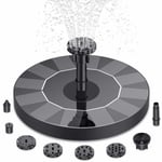 Solvattenpump, Solcellsdriven Vattenfontän med 6 Munstycken, Flytande Solvattenpump för Fågelbad, Trädgård, Damm, Pool och Akvarium