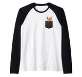 Funny Norwegian Buhund Puppy Dog In Pocket Cute Pet Lover Raglan Baseball Tee