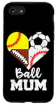 iPhone SE (2020) / 7 / 8 Ball Mum Funny Soccer Football Baseball Softball Mum Heart Case