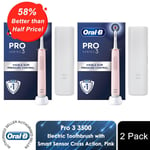 Oral-B Pro 3 3500 Electric Toothbrush with Smart Sensor Cross Action Pink, 2pk