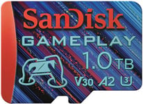 SanDisk Gameplay microSD card for mobile/handheld gaming consoles, 1TB For more demanding games, AAA-/3D-/VR-Grafik, 4K-UHD-Videos, A2, V30, U3