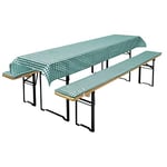 Brandsseller - Coussins pour Banc de Brasserie Ensemble de Housse 3 pièces - 1 Nappe 240x90cm et 2 Coussinets pour Banc rembourrés 220x25 cm Couleur Vert/à Carreaux