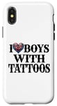 Coque pour iPhone X/XS J'adore les Garçons Tatoués pour Femme rebelle de caractère