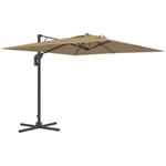 Parasol déporté carré pivotant manivelle dim. 2,97L x 2,97l x 2,64H m alu. polyester kaki