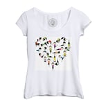 T-Shirt Femme Col Echancré Coeur Posture De Yoga Multicolor Asanas Bien Etre