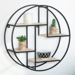 Idmarket - Etagère murale ronde lily 4 niveaux bois et métal épais design industriel