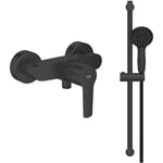 Grohe - Pack mitigeur douche mécanique Start noir + ensemble de douche Vitalio Start avec barre, support et pommeau noir