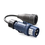 FAMATEL - Adaptateur industriel domestique || Fiche 2P+T | 16A | 220V || Prise 2P+TTL | 16A | 250V || Avec câble de 25 mètres | Bleu