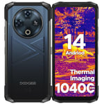 DOOGEE Fire 6 Telephone Portable Incassable, 16GB+256GB/TF 2TB, Imagerie Thermique, 10400 mAh 6,56" HD+, 50MP + 8MP Android 14 Smartphone Incassable, Trois Fentes pour Cartes, IP68/IP69K/OTG/GPS