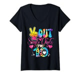 Womens Peace Out Single Digits Tie Dye 10 Year Old Girl Birthday V-Neck T-Shirt