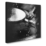 Vinyl Record Player Paint Splash Modern Canvas Wall Art Print Ready to Hang, Framed Picture for Living Room Bedroom Home Office Décor, 20x20 Inch (50x50 cm)