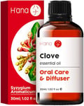 H’ana Clove Oil for Tooth Aches & Pain Relief - 100% Pure and Natural Clove Essential Oil - Therapeutic Grade Clove Oil Essential Oil - Clove Oil for Hair Growth, Skin, Teeth & Gums (30ml)