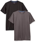 Amazon Essentials Men's Active Performance Tech T-Shirt (Available in Big & Tall), Pack of 2, Dark Grey/Black, M