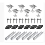 Kit de Support de Panneau Solaire - 6 PièCes de Support RéGlable Rails Courts en Aluminium SystèMe de Montage pour Panneaux Solaires 30-35 Mm