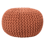 Pouf Rond en Coton Rouille à Billes de Polystyrène Accessoire d'Intérieur Conrad